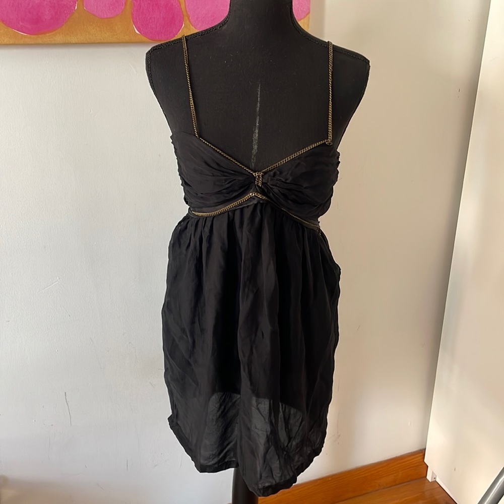 💕Stella McCartney Mini Dress with Chains Black / Silk